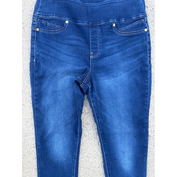 Seven7 Tummy Toner Blue Wash Denim Skinny Jeans Women Size 14 Elastic Waist - Picture 10 of 10